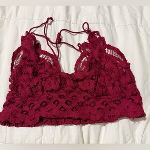 Free People Lace Bandeau in Deep Red